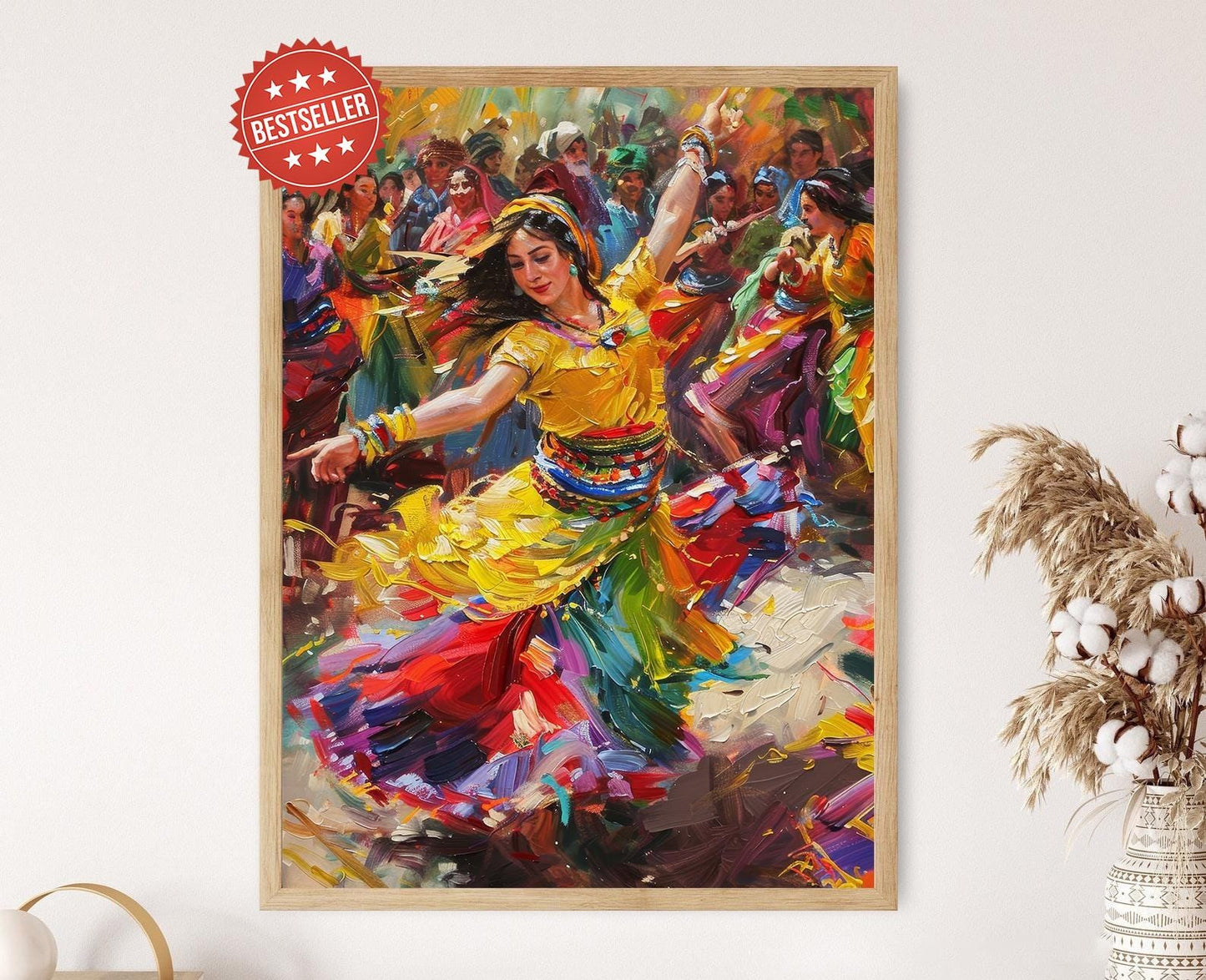 Affiche Danse Populaire Kurde – Art Héritage pour Salon, Célébration de Newroz