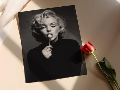 Affiche Marilyn Monroe Lollipop - Poster Glamour Rétro Pop Culture