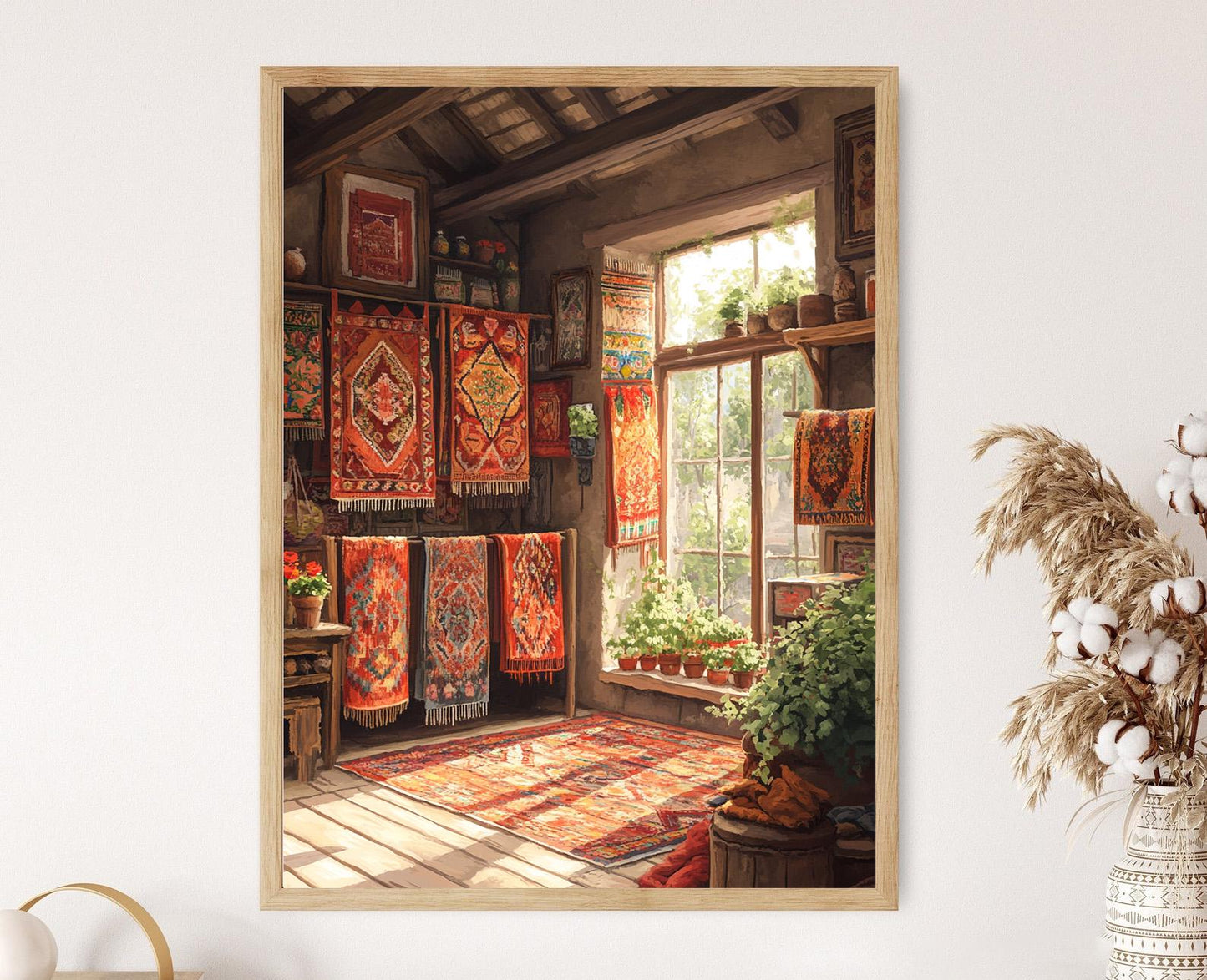 Affiche Tapis Tibétain – Imprimé Art de Tapisseries Culturelles