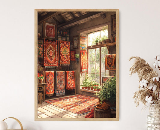 Affiche Tapis Tibétain – Imprimé Art de Tapisseries Culturelles