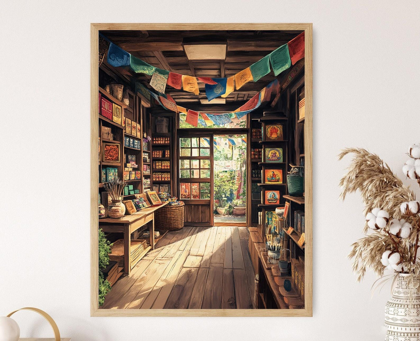 Affiche Drapeaux de Prière Tibétains – Illustration Thangka, Art Culturel