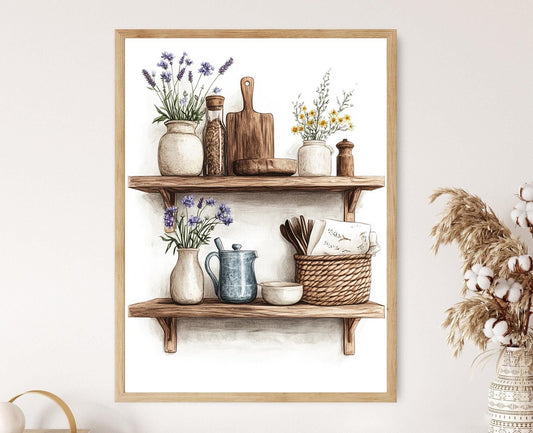 Affiche Cuisine Rustique Scandinave – Illustration avec Motifs Nordiques