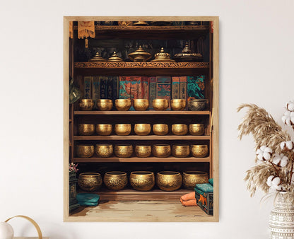 Affiche Bols Chantants Tibétains – Illustration Art de Méditation