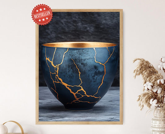 Affiche Kintsugi – Imprimé Art de Réparation en Pottery Doré