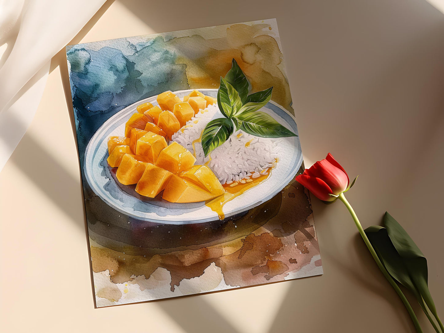 Affiche Riz Gluant à la Mangue – Art de Dessert Thaïlandais, Décor Restaurant