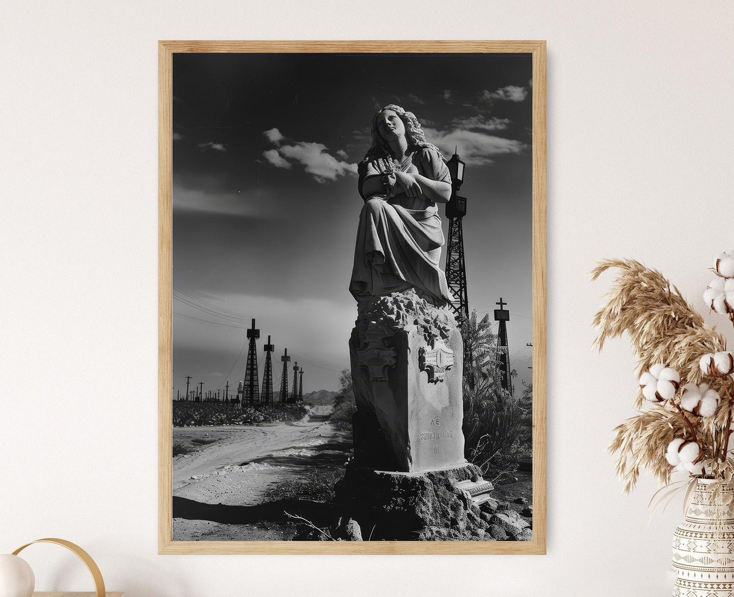 Affiche Cimetière – Poster Art Gothique de Statue et Tombeau