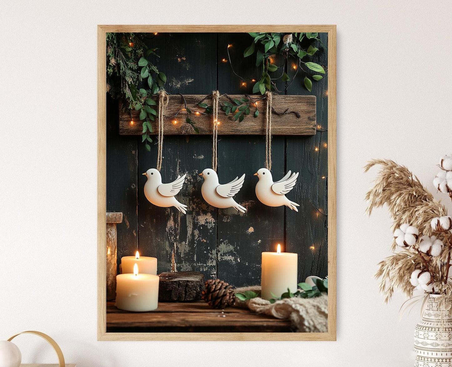 Affiche Colombe de Paix – Illustration Rustique en Bois chrétienne