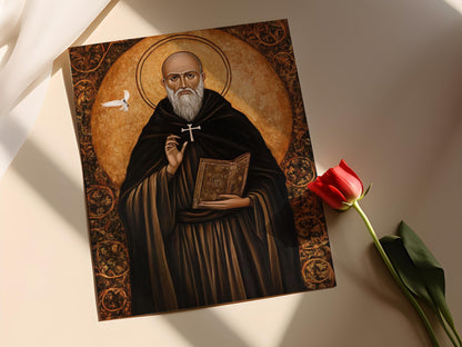 Affiche Saint Benoît – Poster Icône Spirituelle Monastique Catholique