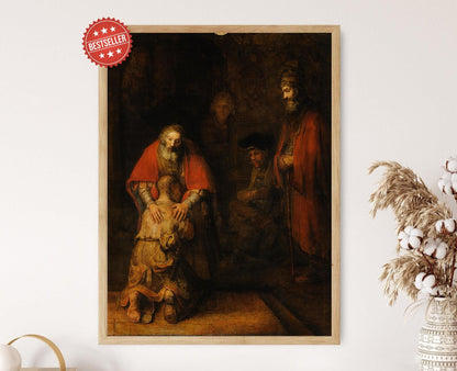 Affiche Rembrandt : Le Retour du Fils Prodigue - Art Sacré Élégant