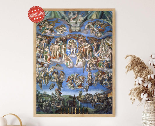 Affiche Michel-Ange - Poster Fresque Renaissance du Jugement Dernier