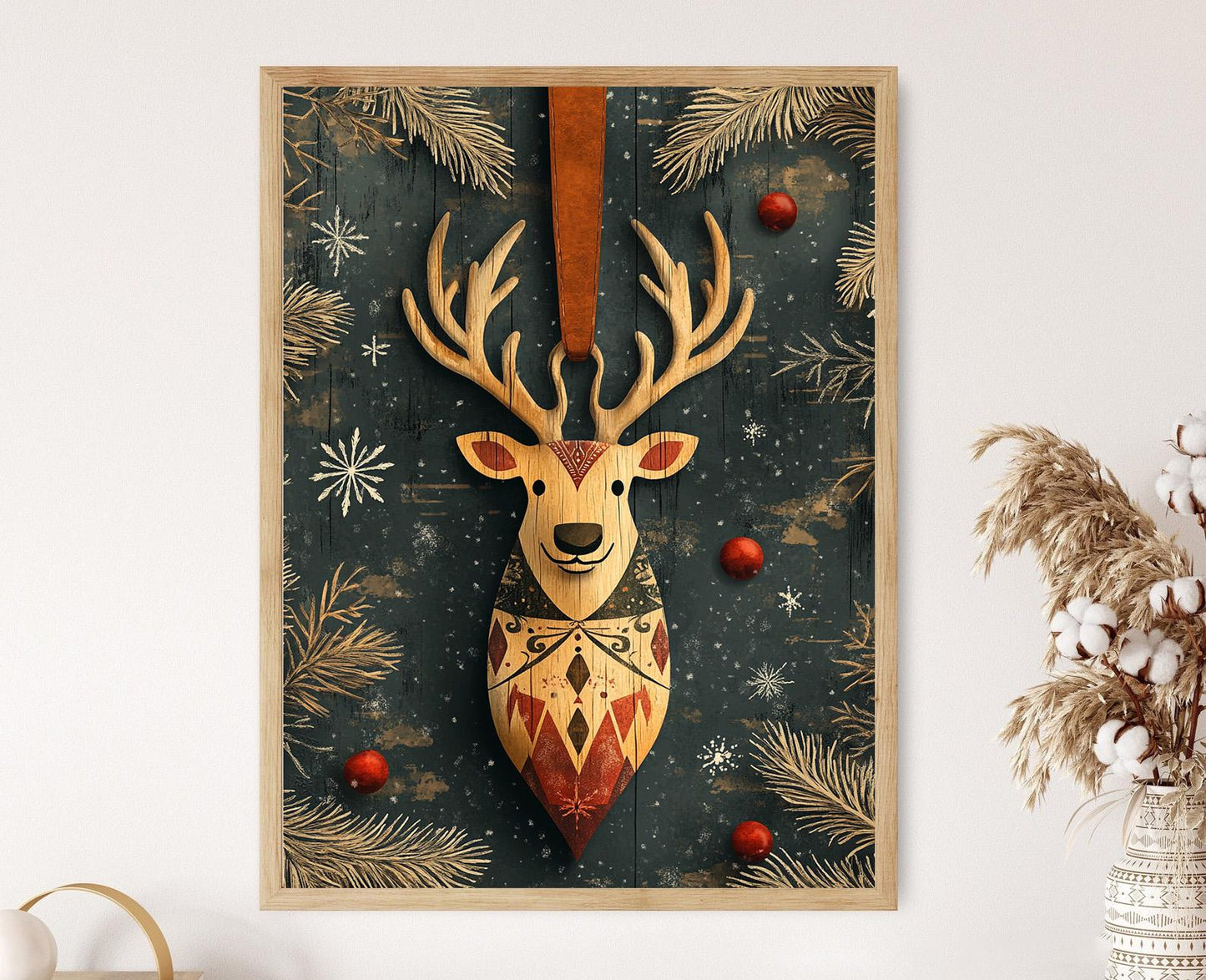 Affiche Ornement en Bois Yakut – Poster Décor Indigène Sibérien