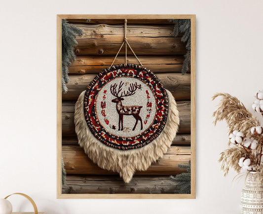 Affiche Art Élégante – Poster Décor Traditionnel avec Renne Yakut