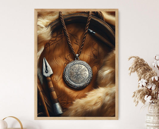 Affiche Yakut avec Motifs Soleil et Lune – Décor Art Héritage Sibérien