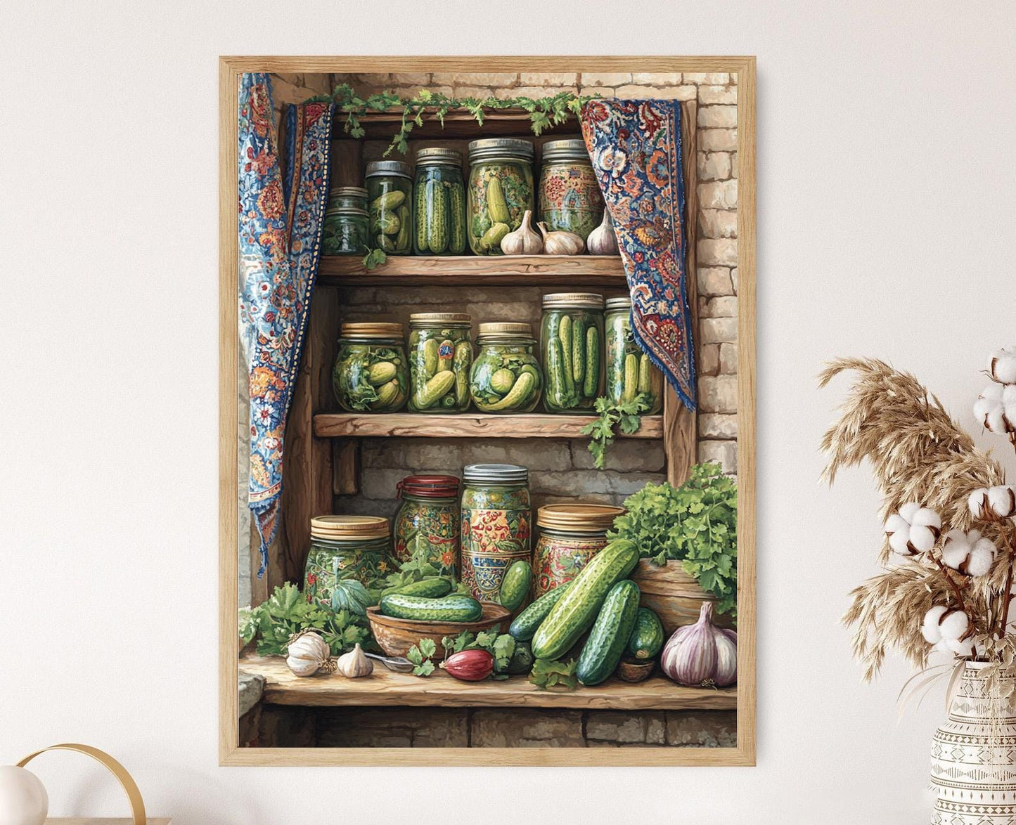 Affiche Cuisine Persane – Illustration Brodée de Motif Paisley