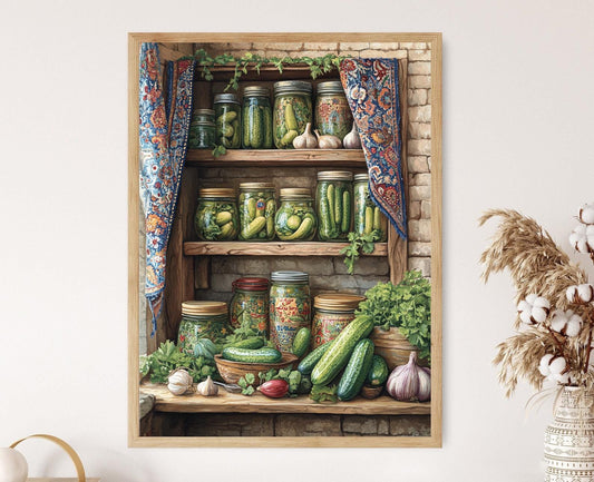 Affiche Cuisine Persane – Illustration Brodée de Motif Paisley