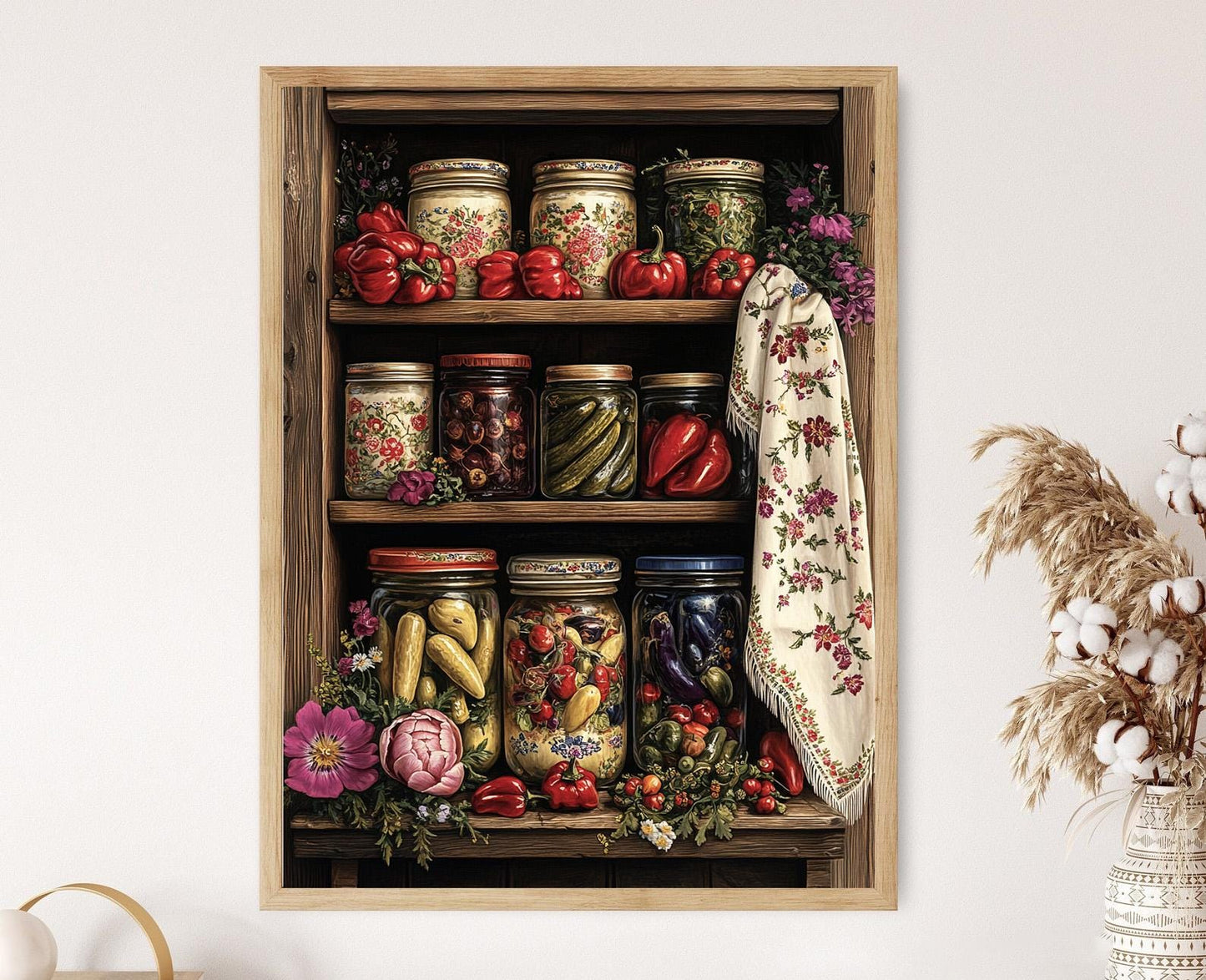 Affiche Art de Conserve Arabe : Broderie de Tulipe Ottomane, Décor Rustique