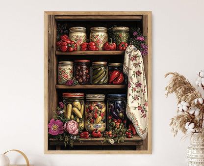 Affiche Art de Conserve Arabe : Broderie de Tulipe Ottomane, Décor Rustique