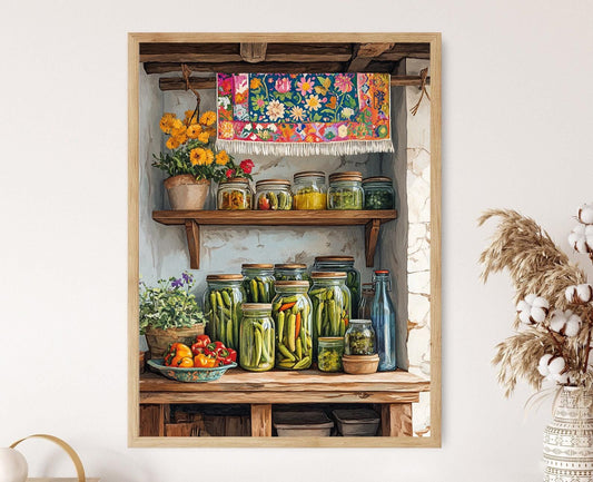 Affiche Cuisine Brésilienne – Impression d'Ombre, Poivrons & Broderie