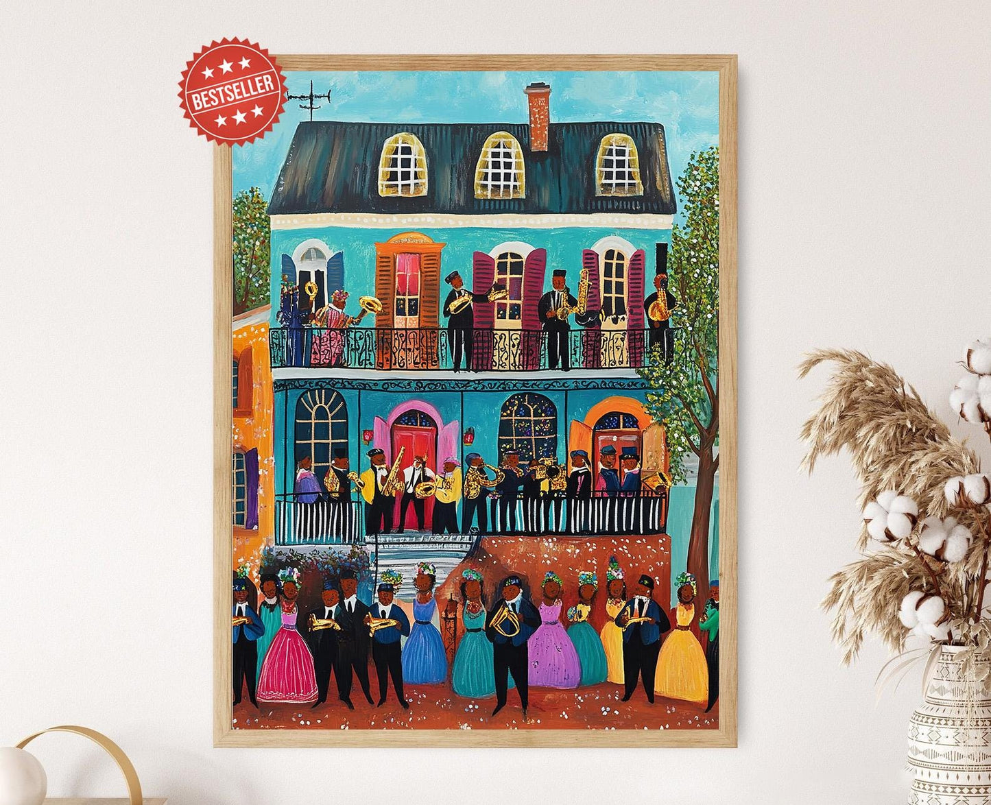 Affiche Naïve de la Nouvelle-Orléans – Musiciens de Jazz, Mardi Gras