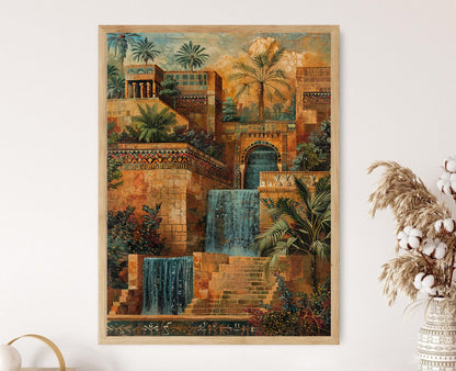 Affiche Jardins Suspendus de Babylone – Impression Fresque, Merveille Antique