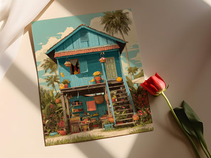 Affiche Maison sur Pilotis – Poster Scène du Village Culturel de Luang Prabang