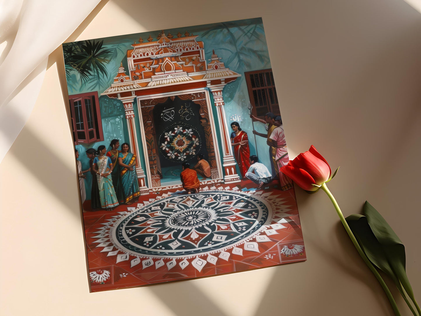 Affiche Kolam – Impression d'art vibrante de l'art populaire tamoul