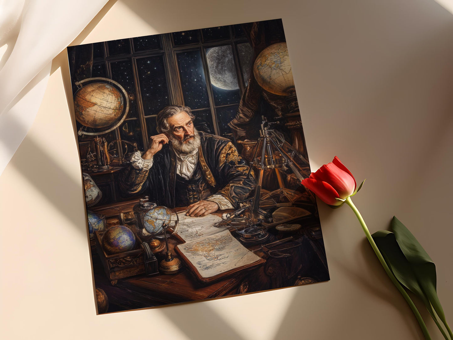 Affiche Galilée – Poster Art de l'Astronome Renaissance et Décor Céleste