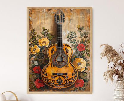 Affiche Vihuela Élégante – Poster Instrument de Musique Mexicaine