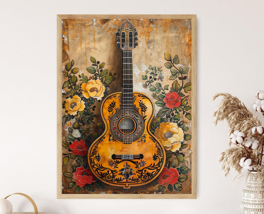 Affiche Vihuela Élégante – Poster Instrument de Musique Mexicaine