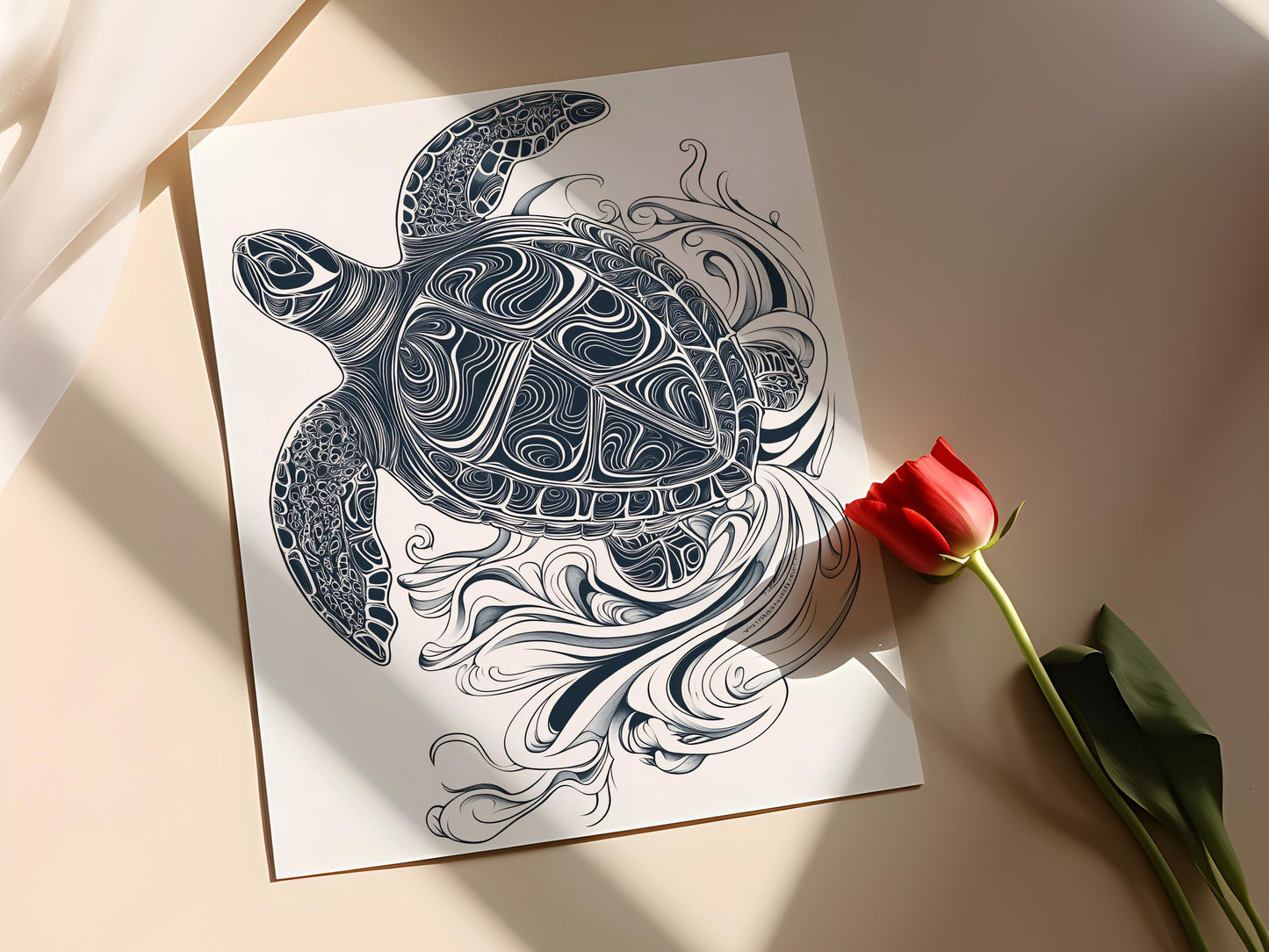 Affiche Tortue de Mer Haida – Art en Formline, Vagues et Kelp