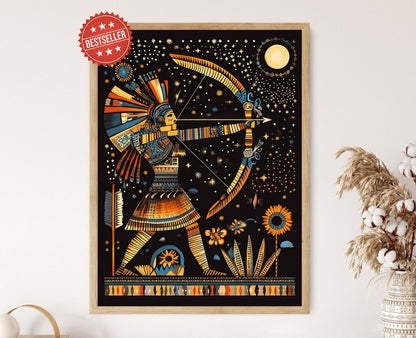 Affiche Mixcoatl – Poster de l'Art de l'Aztec, Dieu de la Chasse & Voie Lactée