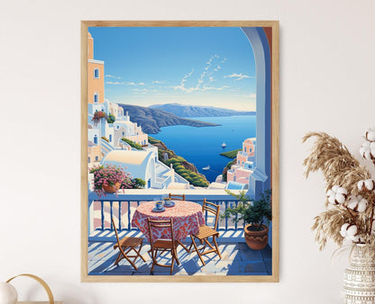 Affiche Santorin – Poster Scene Méditerranéenne Romantique