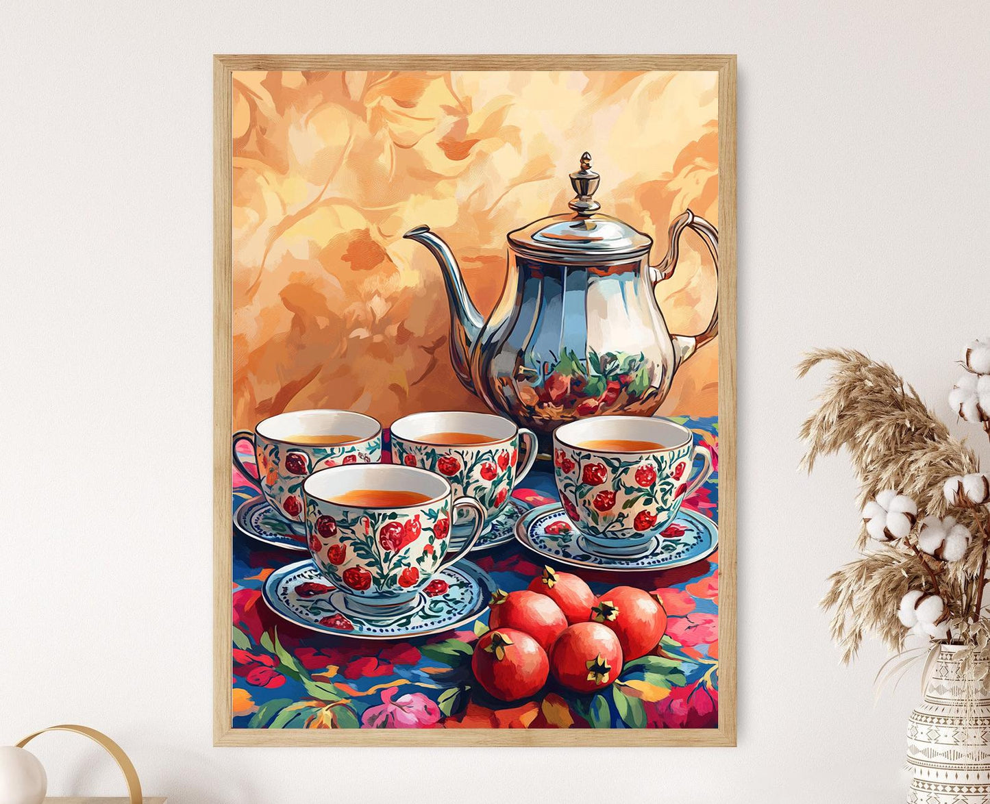 Affiche Art de la Céramique Iranienne – Poster Set de Thé Grenade