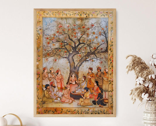 Affiche Peinture Miniature Mughal - Illustration Historique Artisanale