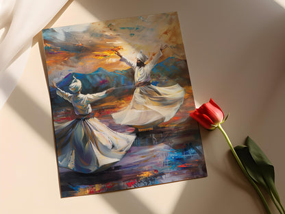 Affiche Derviches Tourneurs – Impression d'Art: Danse Mystique, Mouvement Spirituel