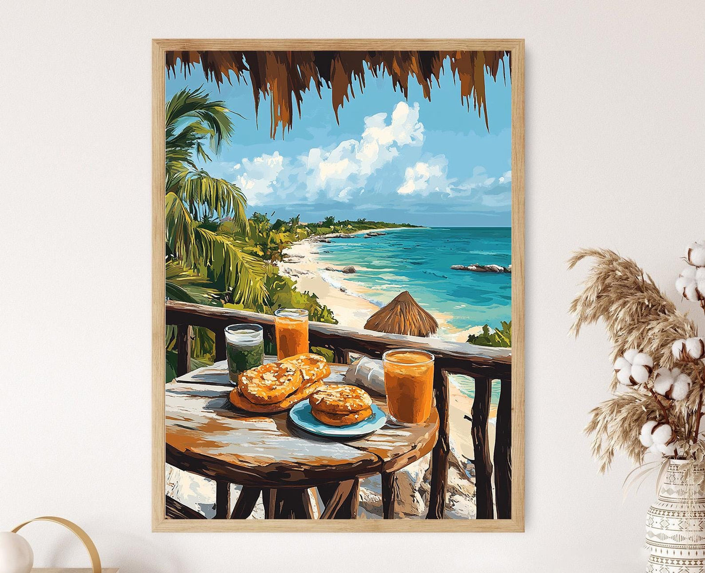 Affiche Cancún – Poster Art de Petit-Déjeuner avec Vue Côtière