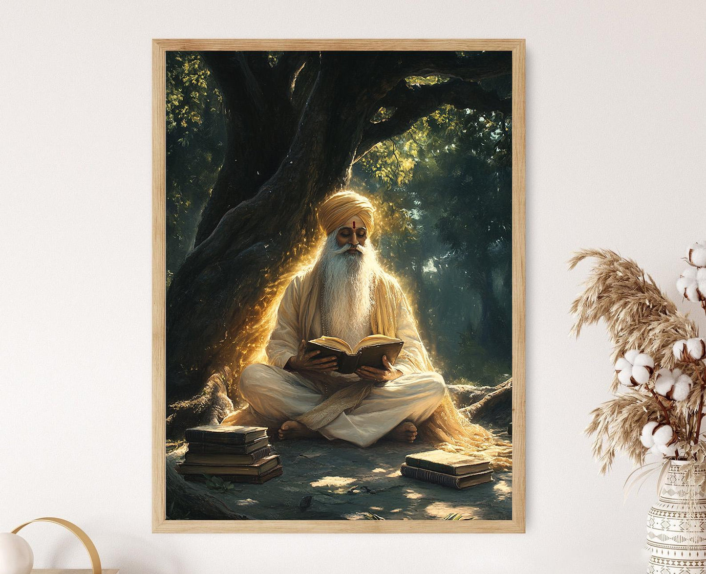 Affiche Guru Nanak – Impression artistique de scène spirituelle sous un banyan