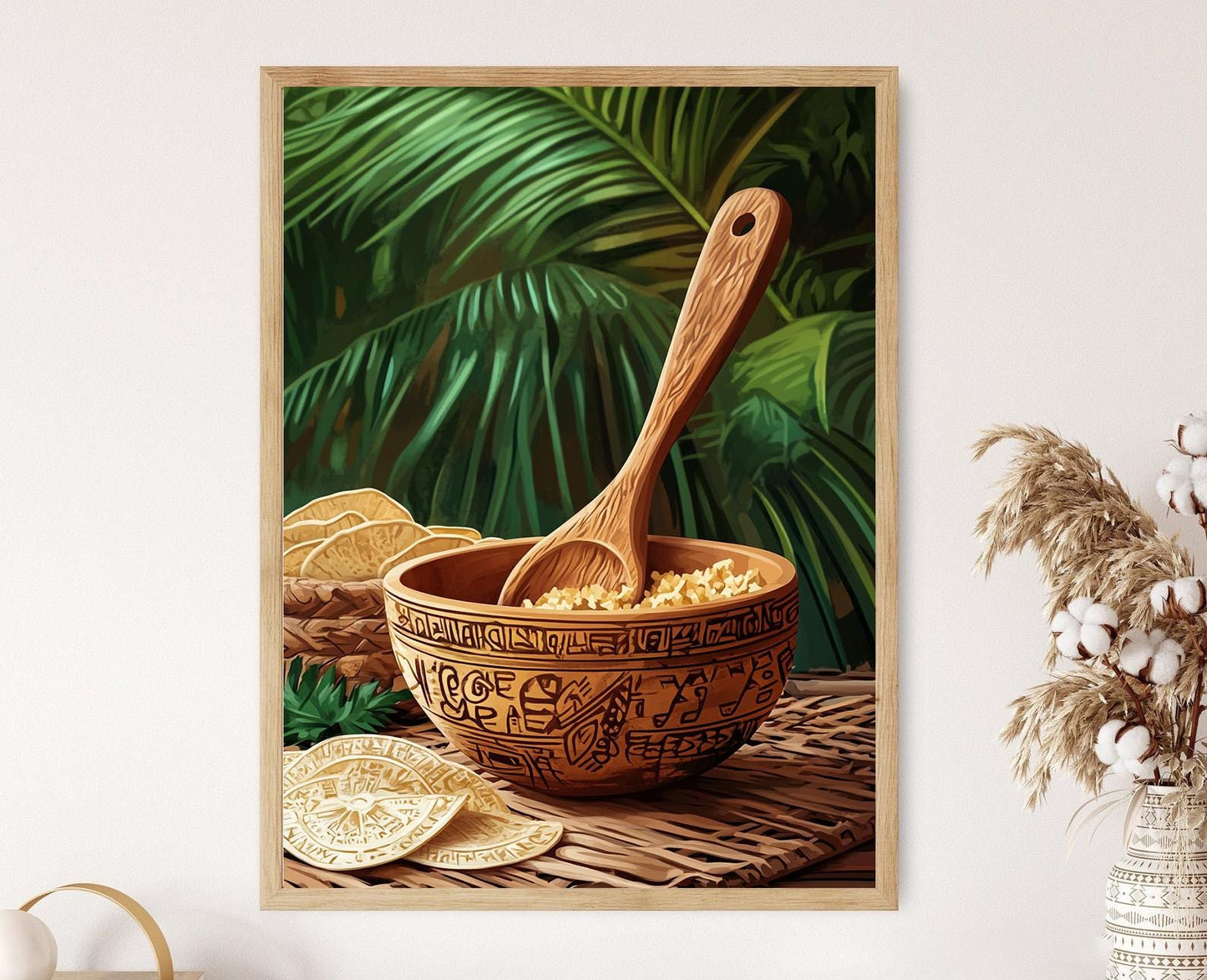 Affiche en Glyphes Mayas – Poster Art Populaire de Cuisine Mexicaine