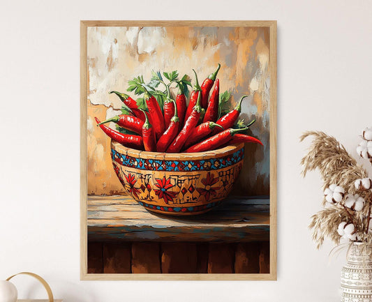 Affiche Art Huichol – Impression de Bol Perlé Mexicain pour Cuisine