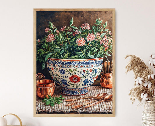 Affiche Bol en Céramique Azerbaïdjanais – Poster Art Décor de Cuisine