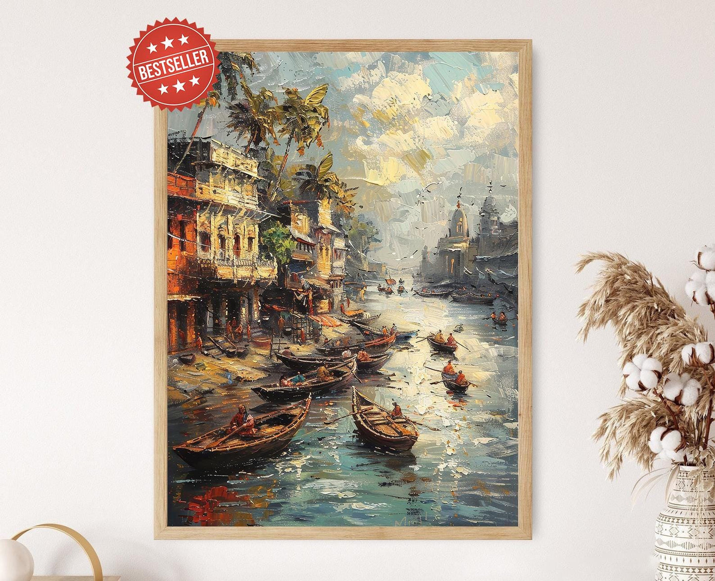 Affiche Rivière Jamuna – Poster Art Folk Bengali, Décor Bangladais