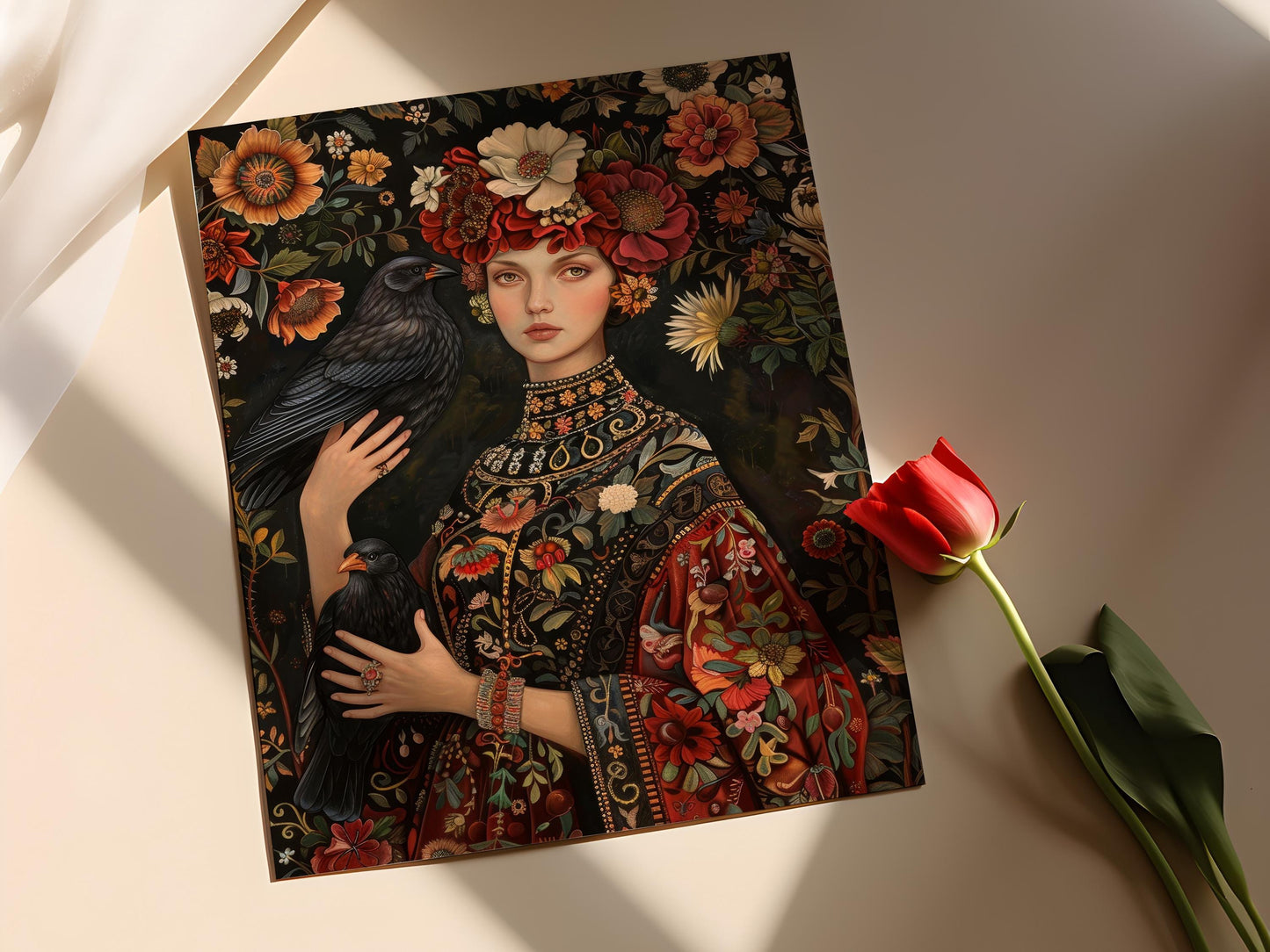 Affiche Khokhloma – Poster Art Russe Traditionnel pour Décoration Murale