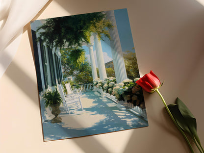 Affiche Charleston – Impression d'hortensias, scène de jardin côtier