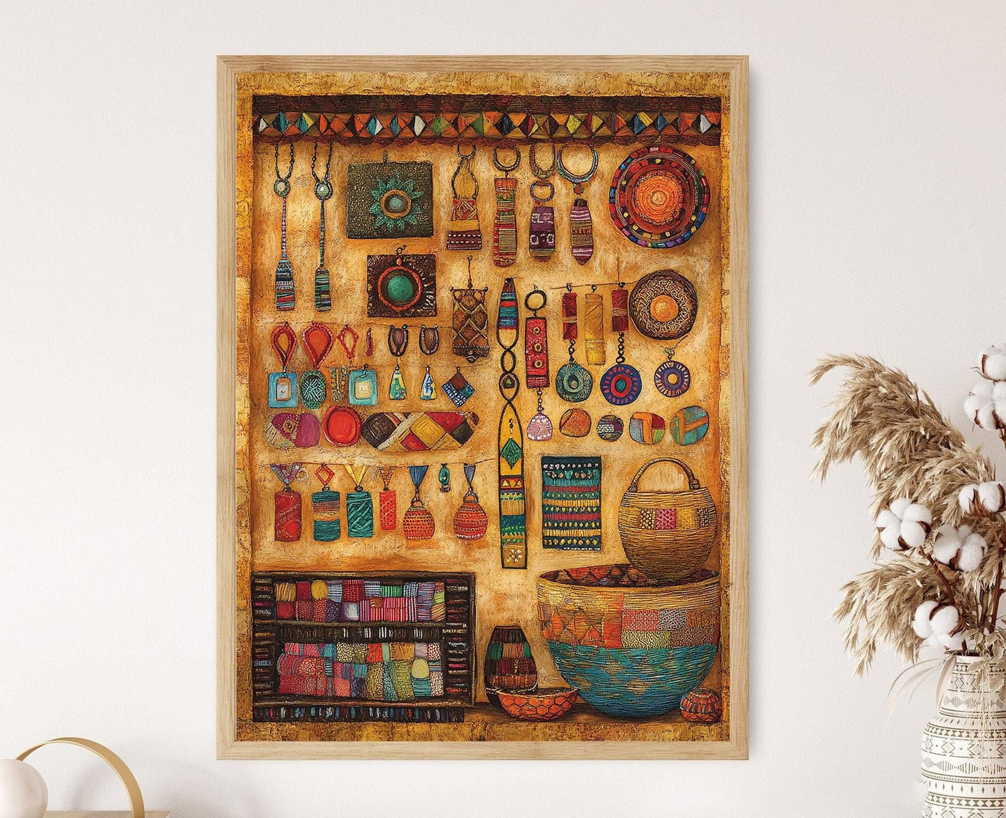 Affiche Marché Artisanat Éthiopien – Poster Scène de Bazars Africains