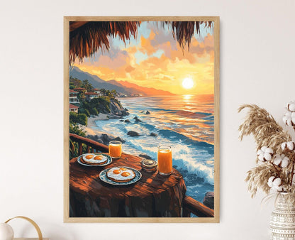 Affiche Huevos Rancheros – Art Print Scène de Petit-Déjeuner à Puerto Vallarta