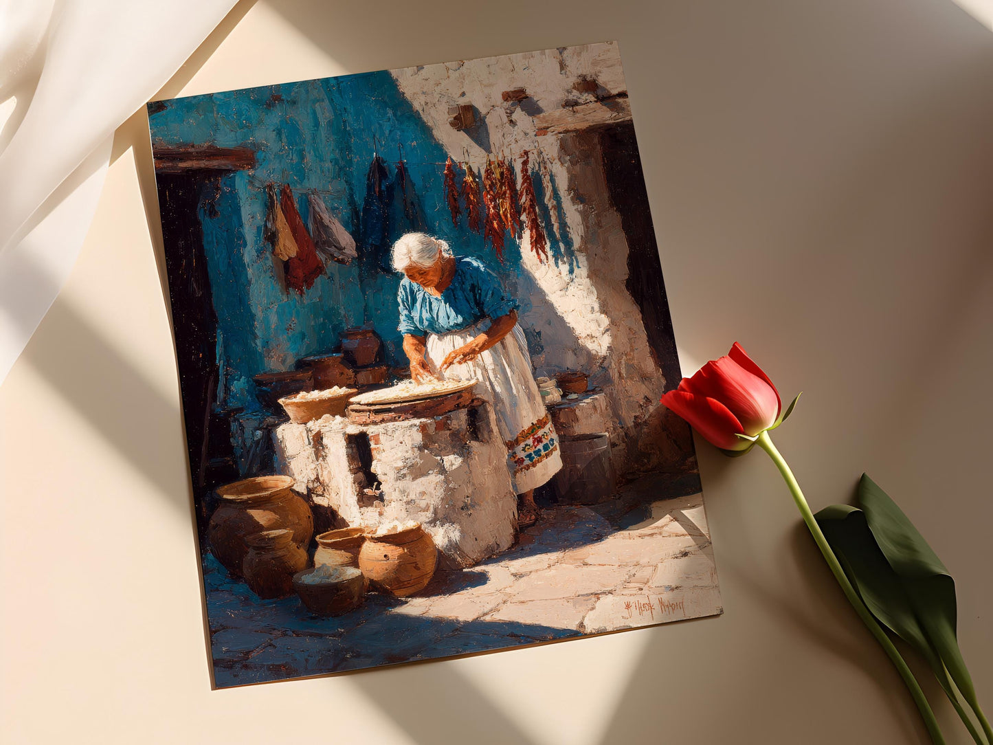 Affiche Abuela Mexicaine – Poster Cuisine Traditionnelle en Cour intérieure