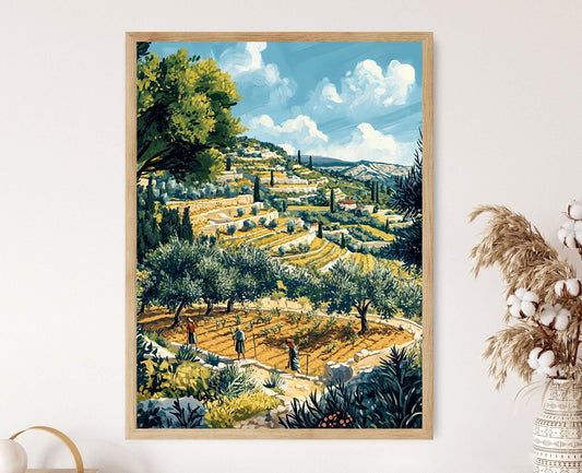 Affiche Récolte d'Olives de Nablus – Poster Patrimoine Agricole Palestinien
