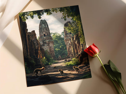 Affiche Singes de Lopburi – Poster Art de la Thaïlande, Aventure Jungle