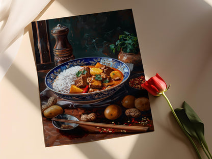 Affiche Curry Massaman – Peinture de cuisine thaïlandaise authentique