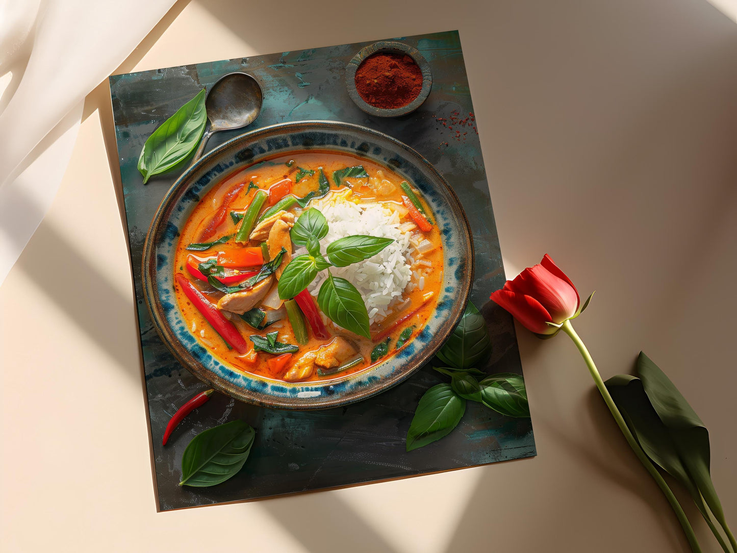 Affiche Curry Rouge Thaï – Poster Art Mural Épicé pour Cuisine